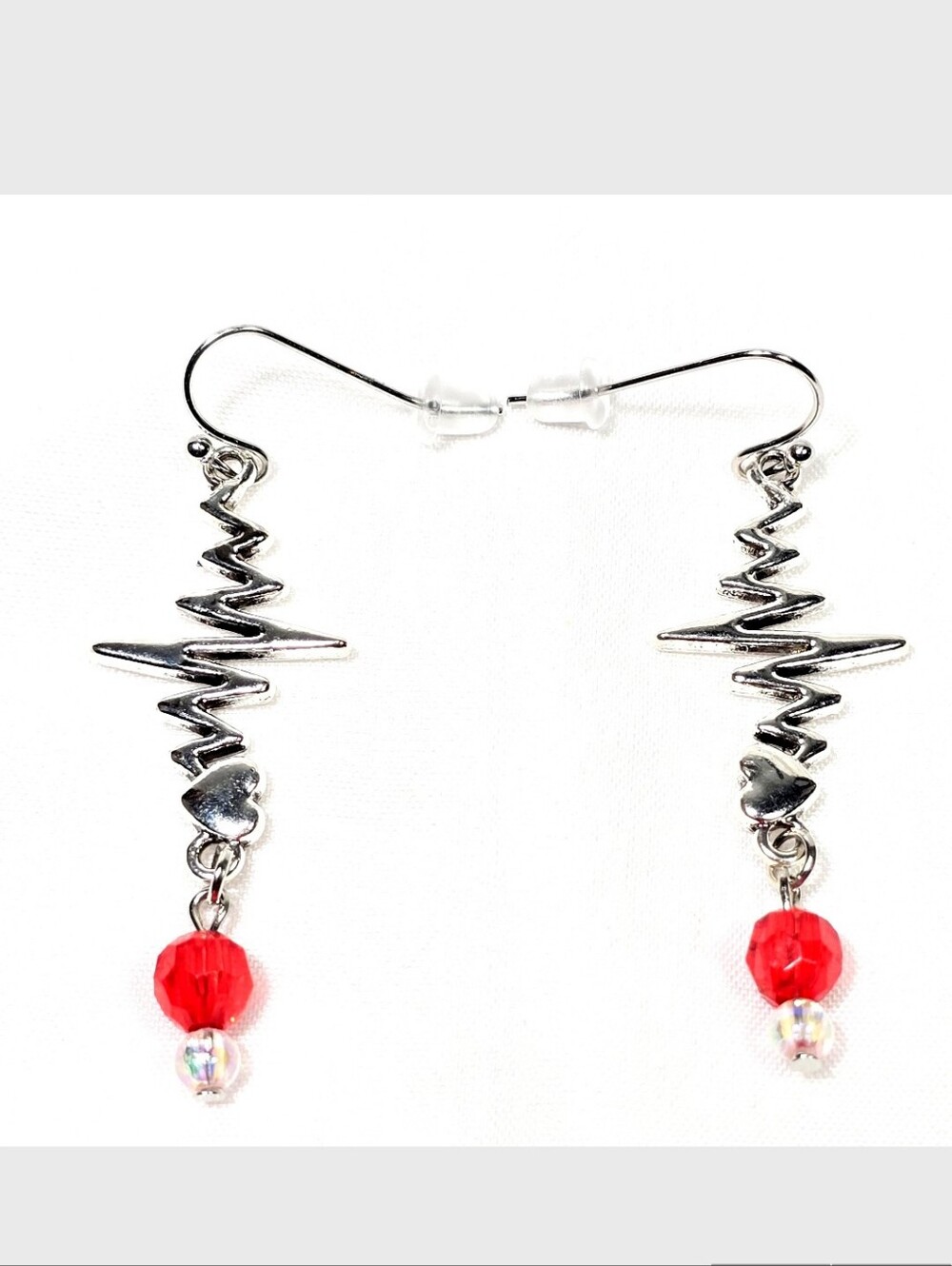 Silver Tone Heartbeat EKG Pulse Dangling Earrings : Nurse's Gift Medical